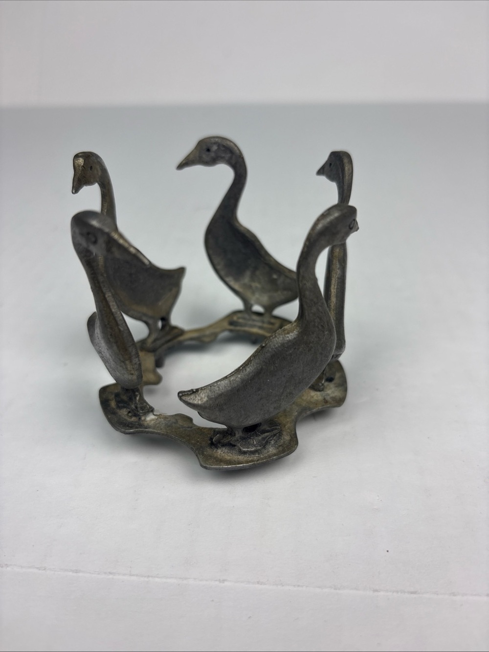 Vintage Metzke Candleholder Pewter Goose Geese Bird No Glass Home Retro Decor